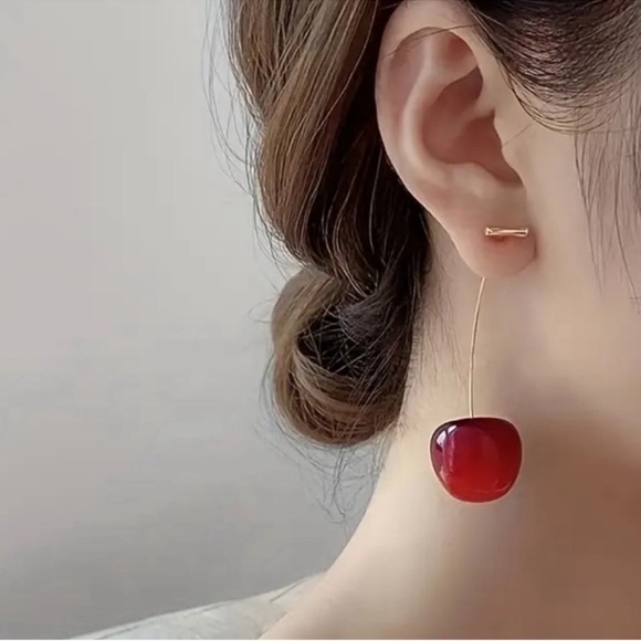 Cherry Red Earrings - Picture 3 of 12